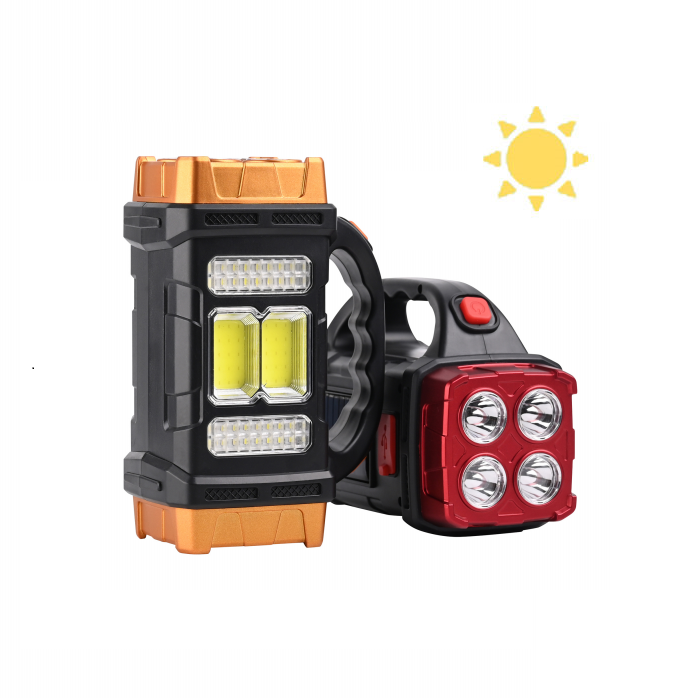 Lampe Solaire + Power Bank — Projecteur 4 LED & COB, Anti-Coupure SEEG