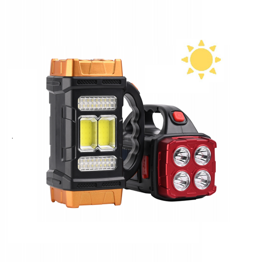 Lampe Solaire + Power Bank — Projecteur 4 LED & COB, Anti-Coupure SEEG