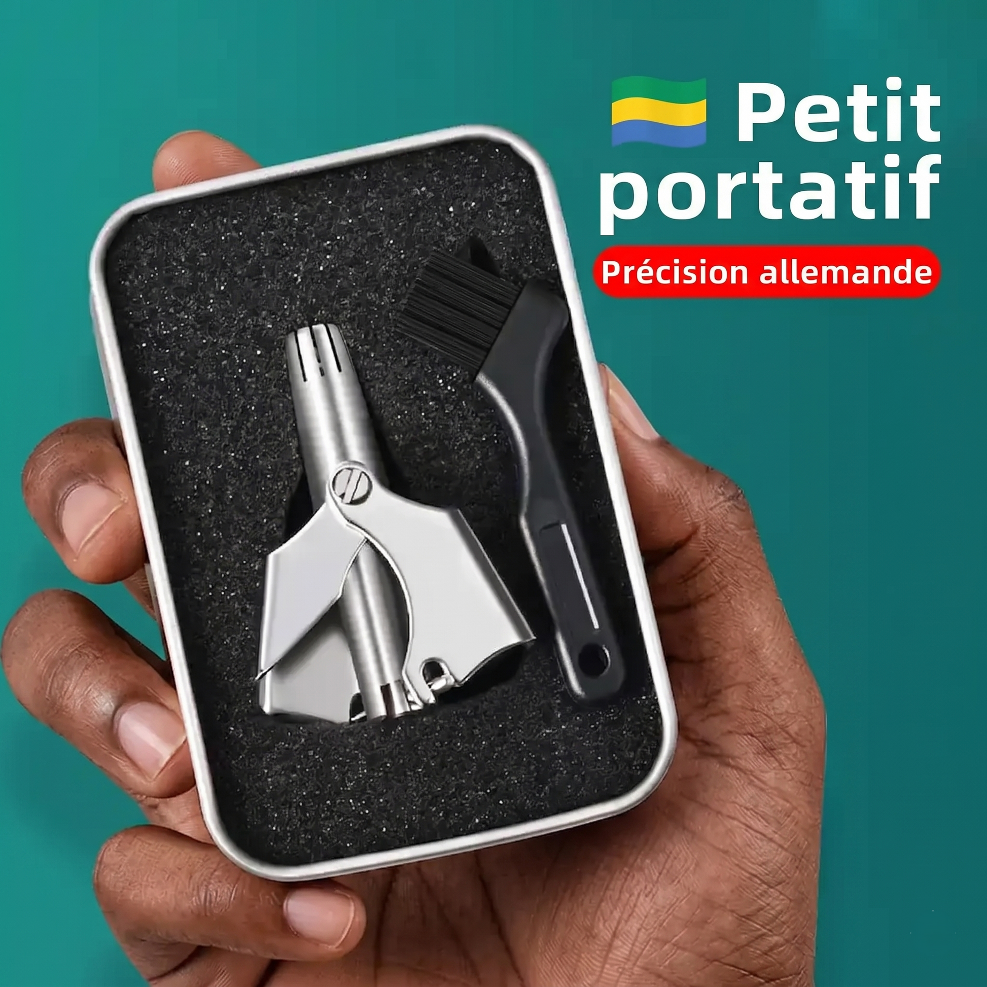 Tondeuse nasale manuelle — coffret avec brosse, précision allemande, Gabon