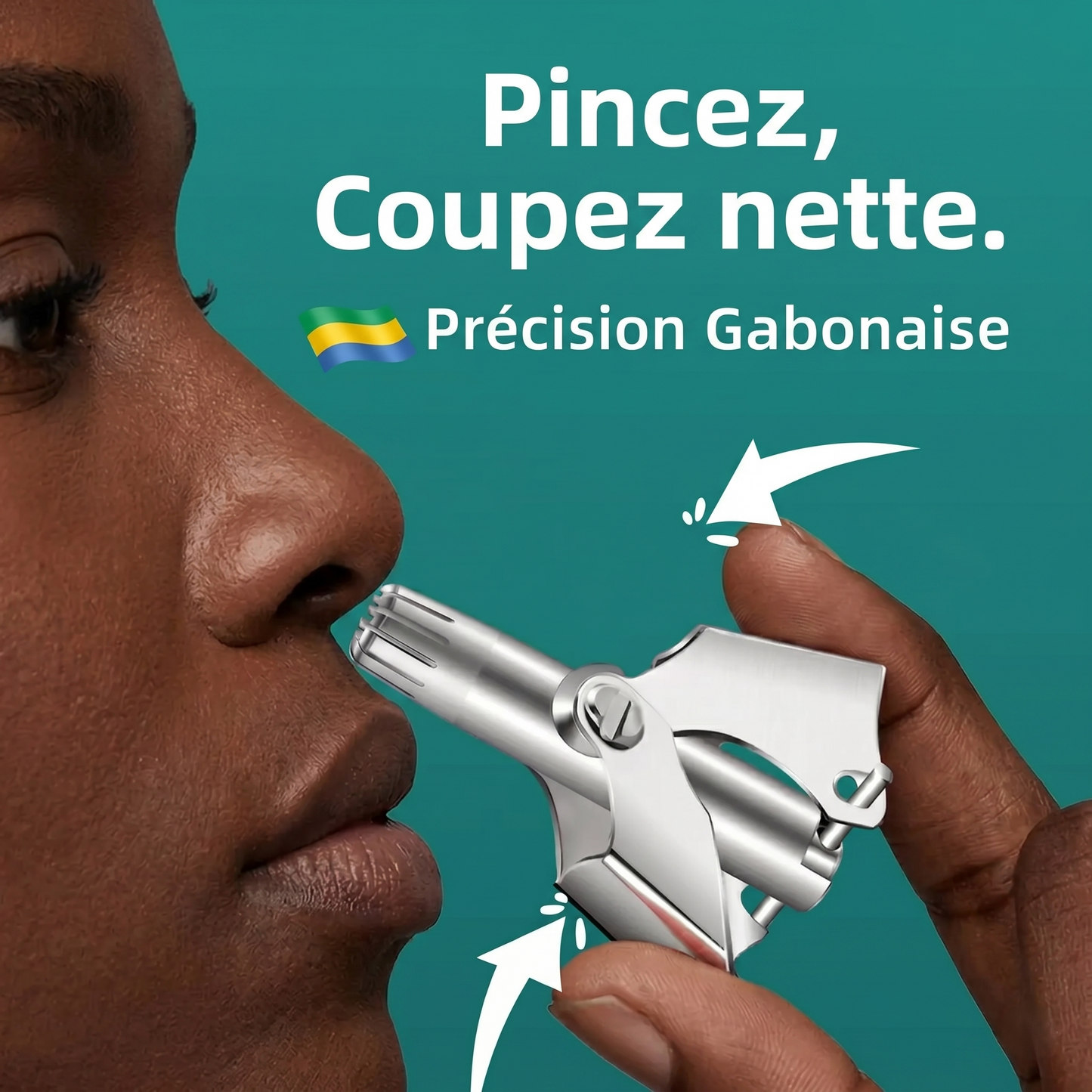 Tondeuse nasale manuelle — montage produit pour le marché gabonais